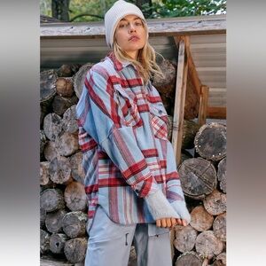 Free People Down For You Plaid Shirt Jacket Shacket